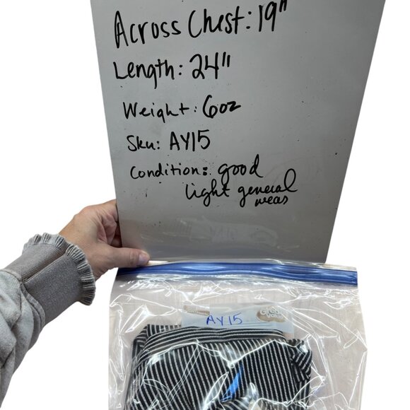 Monteau Striped Ruffle Sleeve Blouse Navy Blue White Size XL - Picture 11 of 11